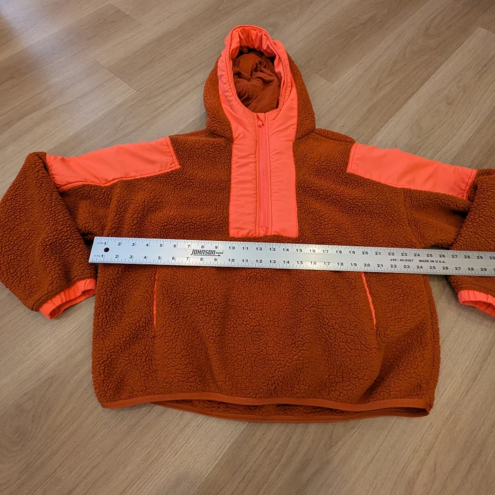 Free People Movement Lead The Pack Orange Fleece Hoodie Size S - Picture 4 of 6